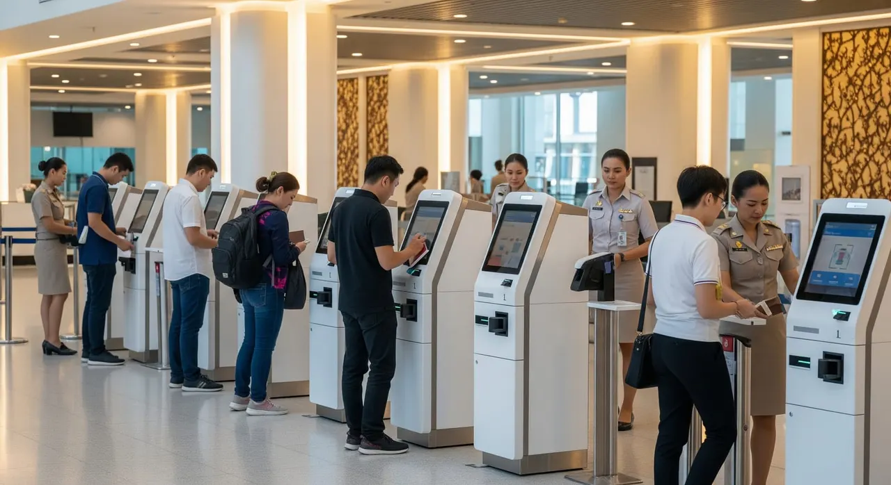จุดตรวจคนเข้าเมืองสมัยใหม่ที่สนามบินไทย พร้อมการประมวลผลดิจิทัลที่รวดเร็วสำหรับผู้เดินทางเข้า